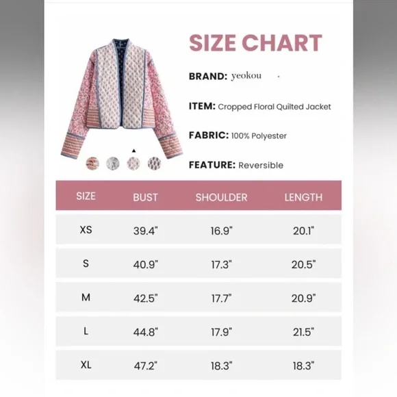 Yeokou Women's Cropped Puffer/Quilted Lightweight Jacket in Black White Gingham - Picture 11 of 11